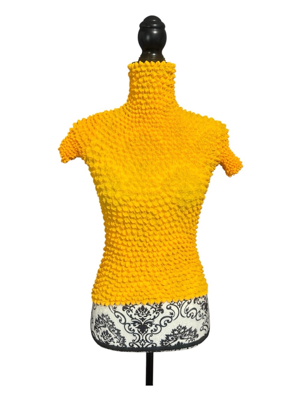 VINTAGE 90s Popcorn Scrunch Orange/Yellow Turtleneck Top